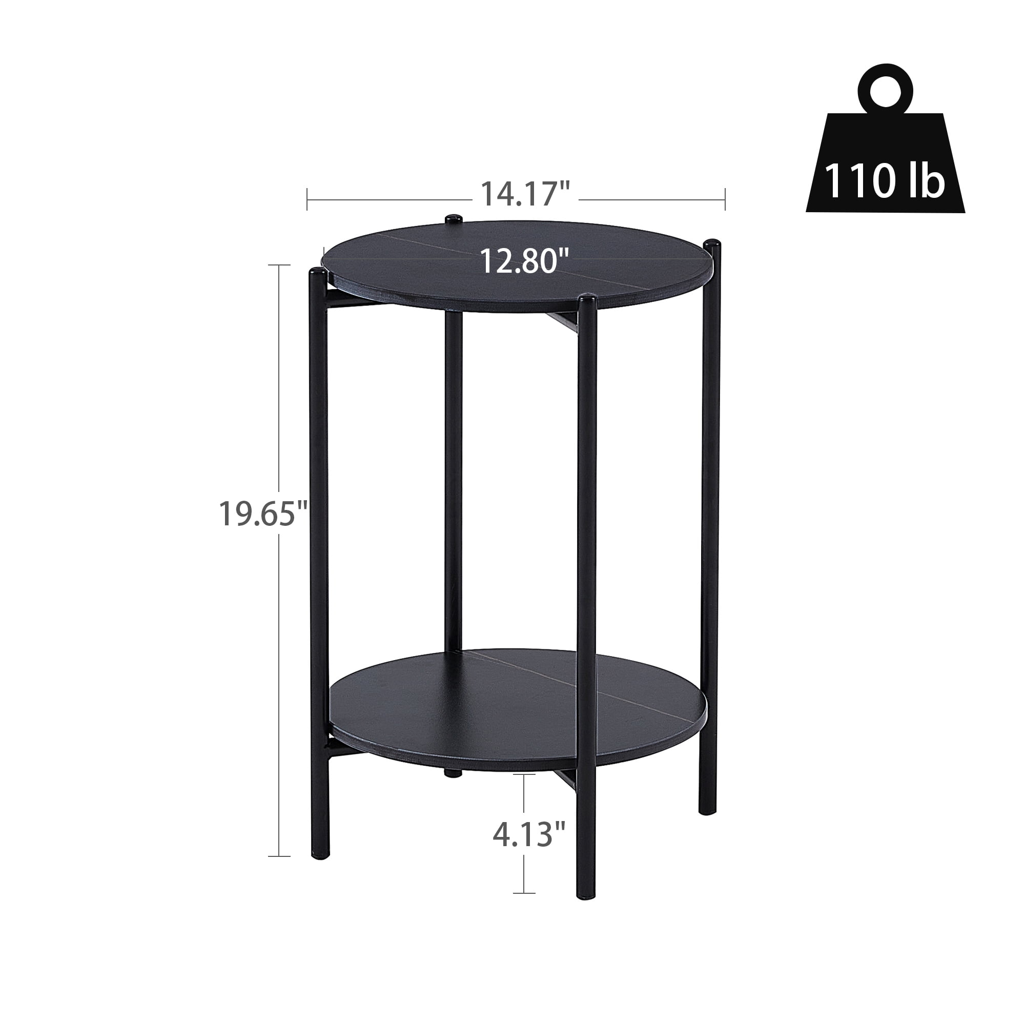 Yardi Yard 2-Tier Small Accent Table with with Faux Marble Tabletop, Round Metal Black End Table for Sofa Side Yardi Yard 2-Tier Small Accent Table with with Faux Marble Tabletop, Round Metal Black End Table for Sofa Side