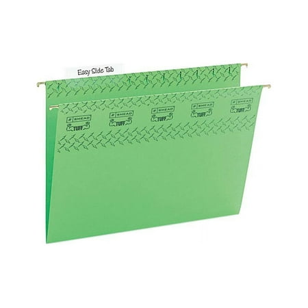 Smead 64042 Tuff Hanging Folder w/Easy Slide Tab  Letter  Green  28/Pack