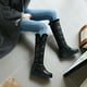 thumbnail image 3 of Botas de nieve para mujer, otoño e invierno, nuevas, cálidas, con relleno de algodón, punta redonda, aumento de altura interior, cordones laterales, botas hasta la rodilla para mujer, 3 of 6