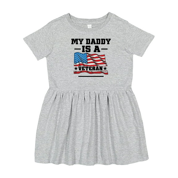 Inktastic My Daddy is a Veteran Girls Toddler Dress