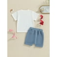 thumbnail image 4 of Hirigin Toddler Baby Boy First Birthday Outfit Letter Print Short Sleeve T Shirt Top and Solid Shorts 2 Piece Summer Clothes, 4 of 8