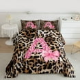 thumbnail image 2 of Homewish Cheetah Print Letter Queen Comforter Set, Pink Bowknot Monogrammed A Bedding Sets, Modern Fashion Style Reversible Bedding Comforter Set, Super Cozy Room Decor, 3-Piece, 2 of 8
