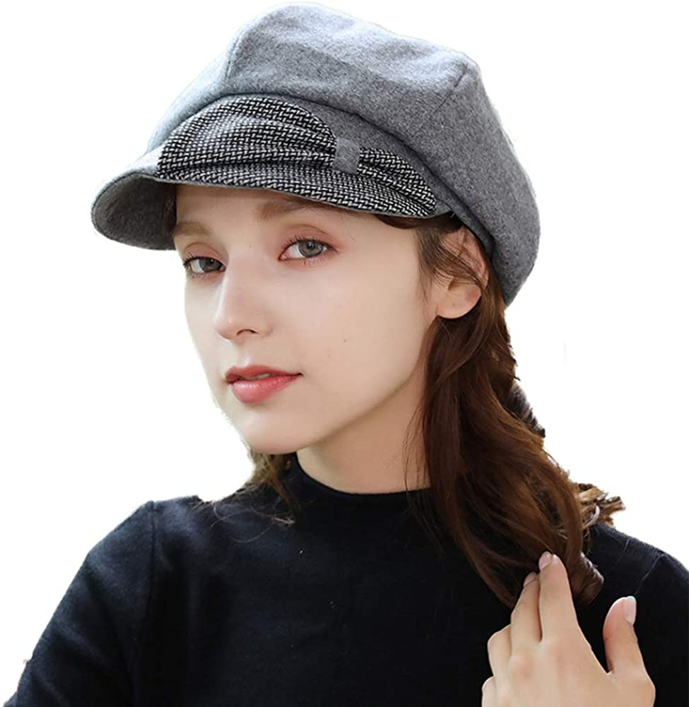 Wool Felt Newsboy Hats for Women Beret 