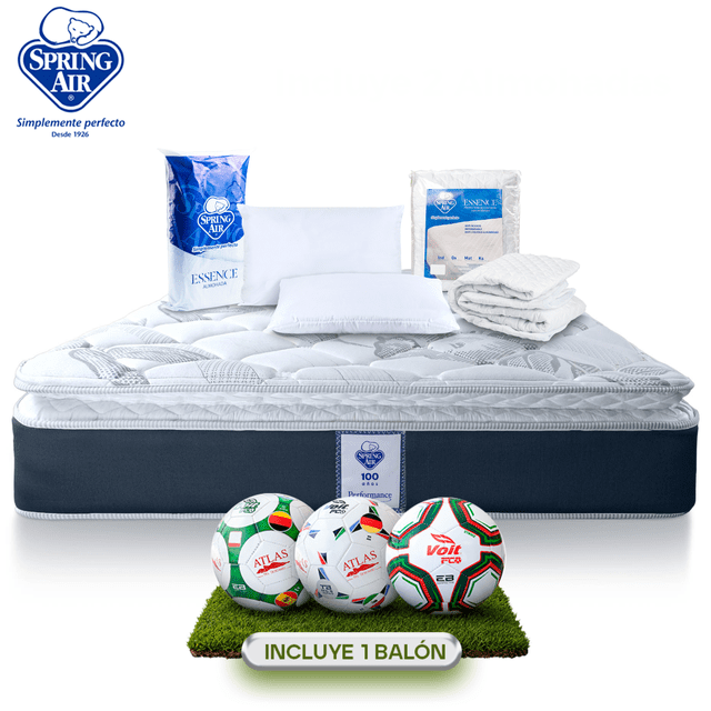 Paquete Colchón Queen Size + Almohadas Peach Feel + Protector de Colchón Queen Size Spring Air