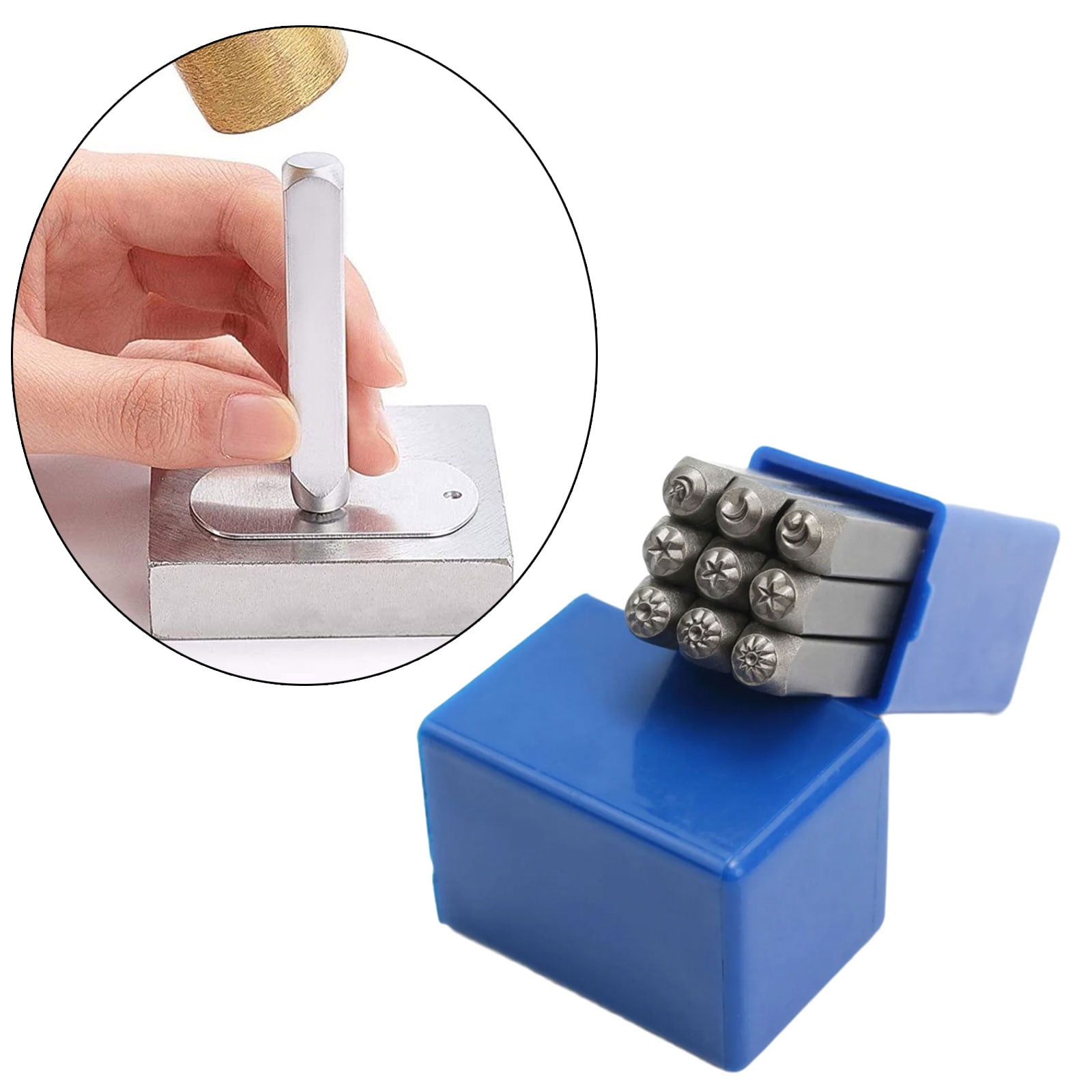 9Pcs Leather Punches Embossing Tool 3mm Sun Star Stamper Metal Punching Tool For Leather Engraving Jewelry Making