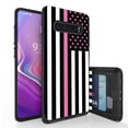 thumbnail image 1 of Galaxy S10+ Case, Duo Shield Slim Wallet Case + Dual Layer Card Holder For Samsung Galaxy S10+ [NOT S10 OR S10e] (Released 2019) Thin Pink Line Flag, 1 of 6