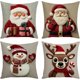 thumbnail image 1 of Funda de almohada de 45x45 cm, decoración navideña festiva, juego de 4 fundas de cojín para sofá, decoración para sala de estar, decoración navideña para el hogar, mezcla de algodón lavable, 1 of 8