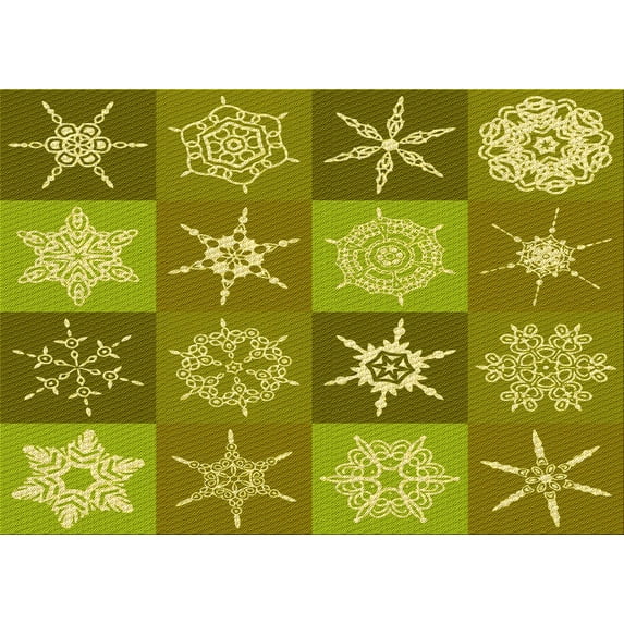 Ahgly Company Indoor Rectangle Patterned Dark Yellow Green Area Rugs, 5' x 7'