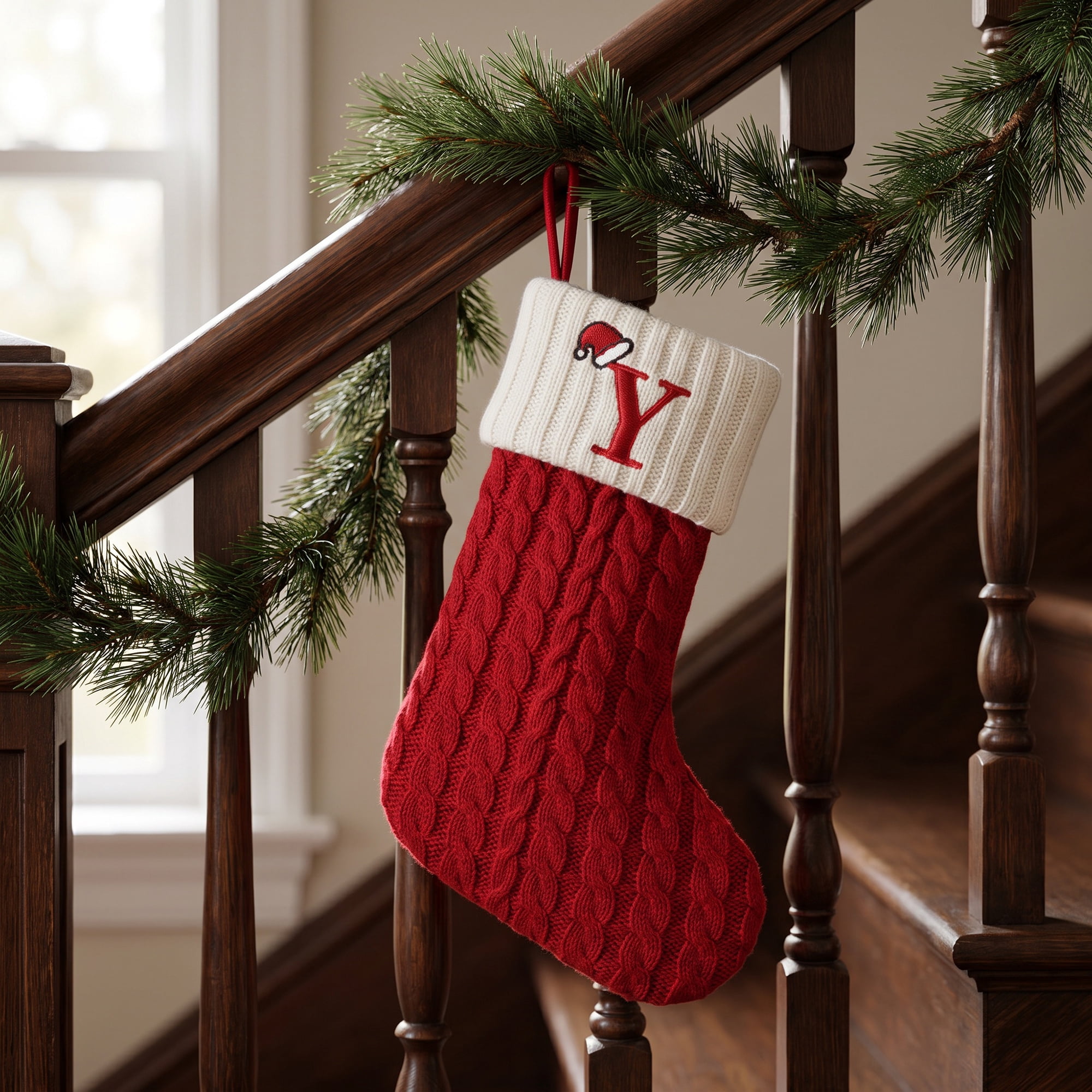 Unique Bargains Cartoon Christmas Luxury Grand Hearth Accent Stocking Letter Y 8"