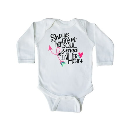 

Inktastic She Has Fire In Her Soul and Grace In Her Heart Gift Baby Boy or Baby Girl Long Sleeve Bodysuit