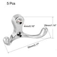 thumbnail image 2 of Unique Bargains Dual Prong Coat Hooks Wall Mounted Retro Double Hooks Utility Silver Hook for Coat Towel Hat 30mm x 55mm x 29mm 5Pcs, 2 of 5