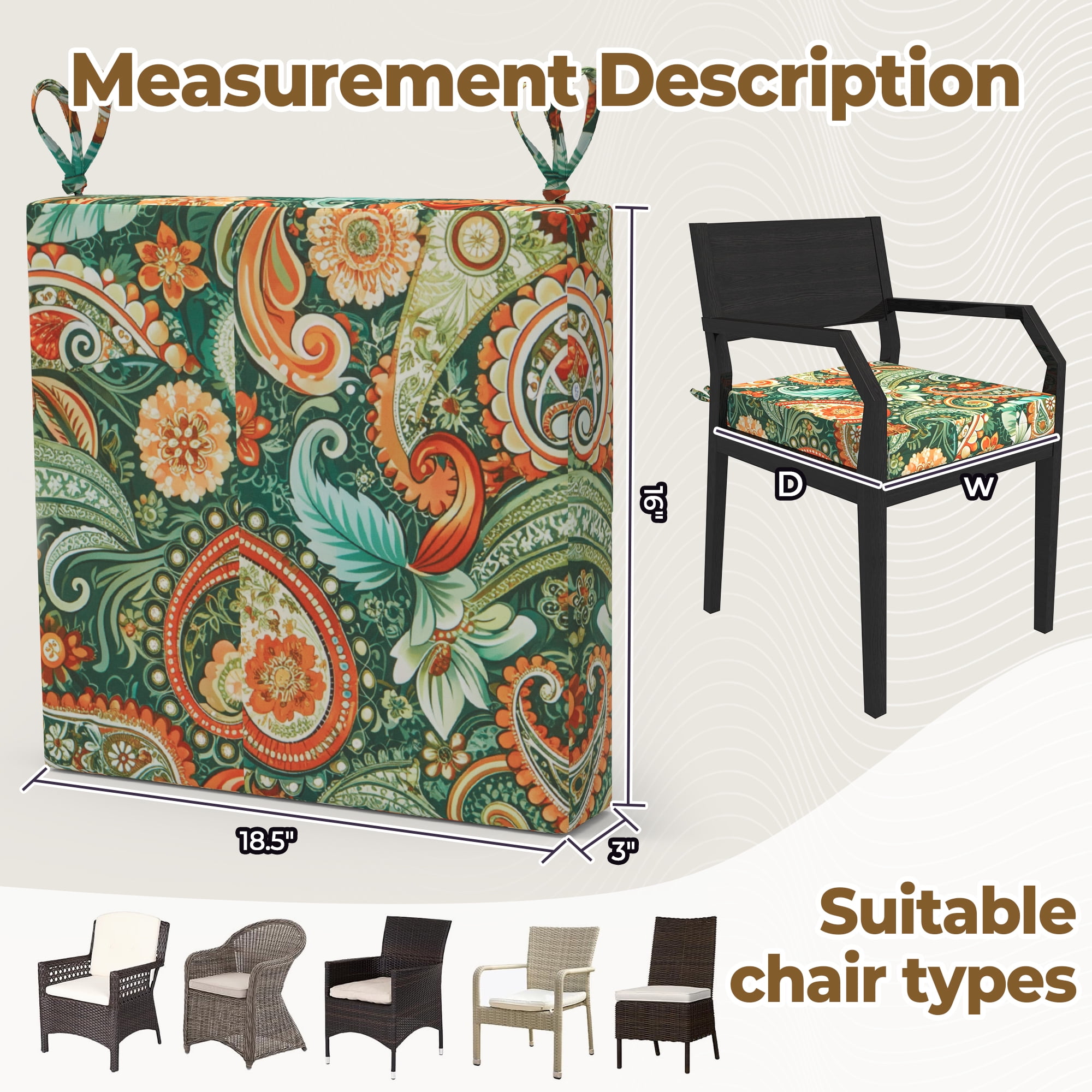 UNIKOME Outdoor Chair Cushions, PF