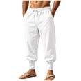 thumbnail image 2 of QSXADF Men's Casual Jogger Pants Loose Drawstring Pants Linen Breathable Drawstring Waist Pocket Jogger Pants Men's Casual Trousers, 2 of 6