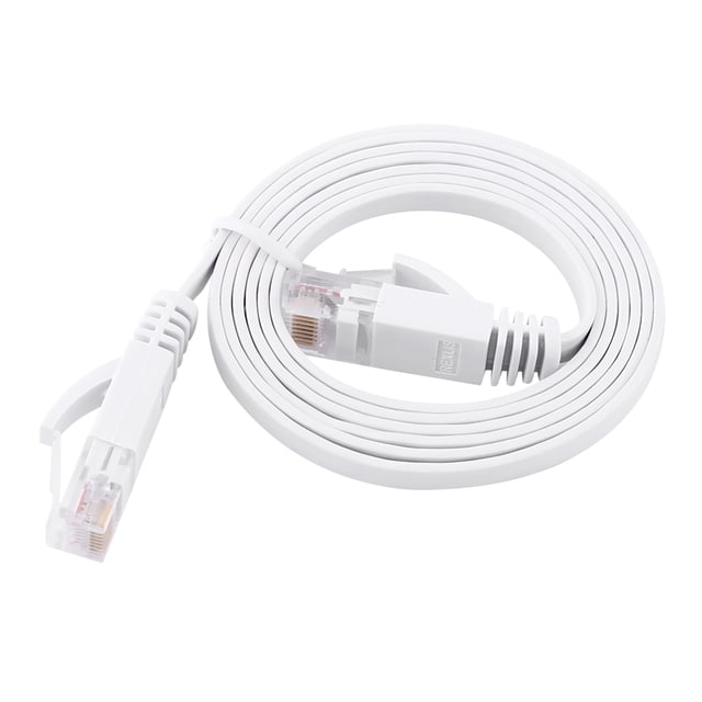 Cable plano de red Ethernet RJ45 CAT6, cable de conexión UTP para router, 1000 m, blanco, 1 metro