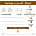 thumbnail image 2 of Curtain Rod No Drilling for Windows 27 to 84",Renter Friendly No Drill Adjustable Rod, 5/8 Inch Diameter Easy Install Non Screw Screwless Apartment Rods with Stick on Bracket Holder 2-Pack（white）, 2 of 15