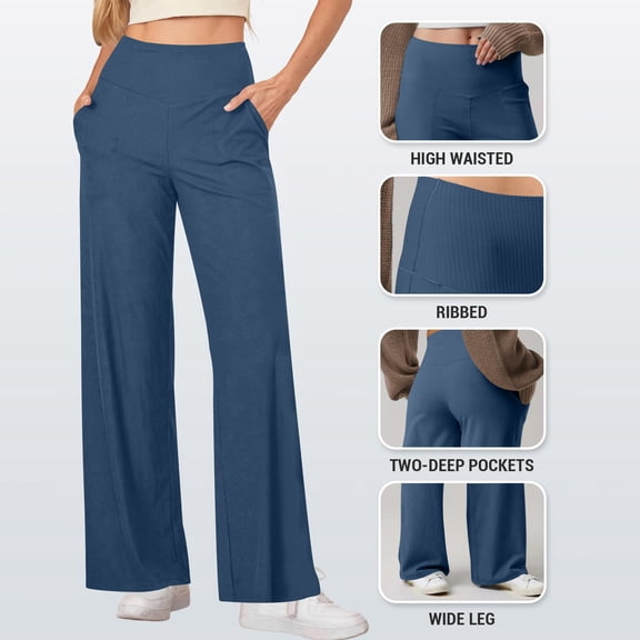 Aloohaidyvio Wide Leg Pants for Women Yoga Work Pants with Pockets High Waist Lounge Sweatpants Dress Pants