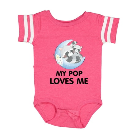 

Inktastic Raccoon My Pop Loves Me Gift Baby Boy or Baby Girl Bodysuit