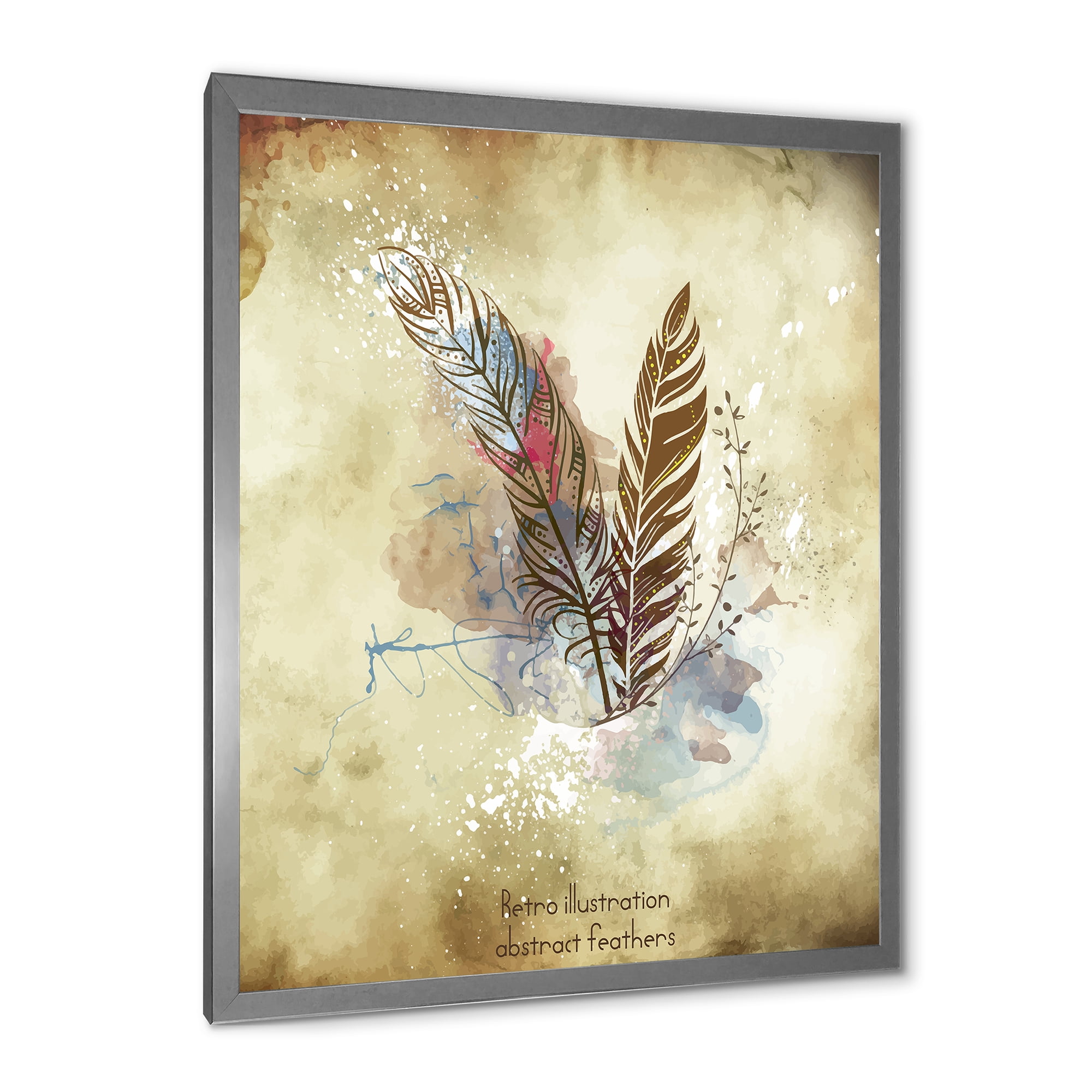 Designart 'Beige Vintage Flowers' Vintage Framed Art Print
