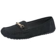thumbnail image 5 of Women's Leather Penny Loafers Classic Comfortable Hollow out Casual Slip on Lightweight Walking Flat Driving Boat Shoes Black Size 6.5, 5 of 5