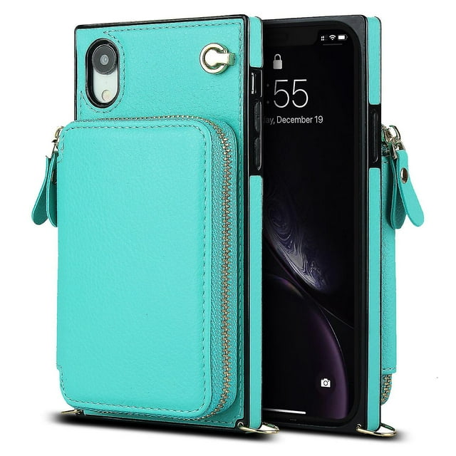 Funda tipo cartera para iPhone XR con tarjetero y correa para el hombro para mujer