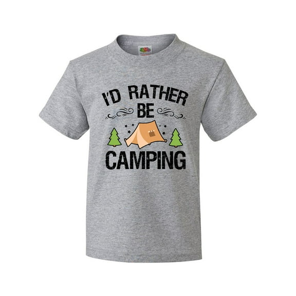 Inktastic Id Rather Be Camping with Tent Trees and Stars Youth T-Shirt