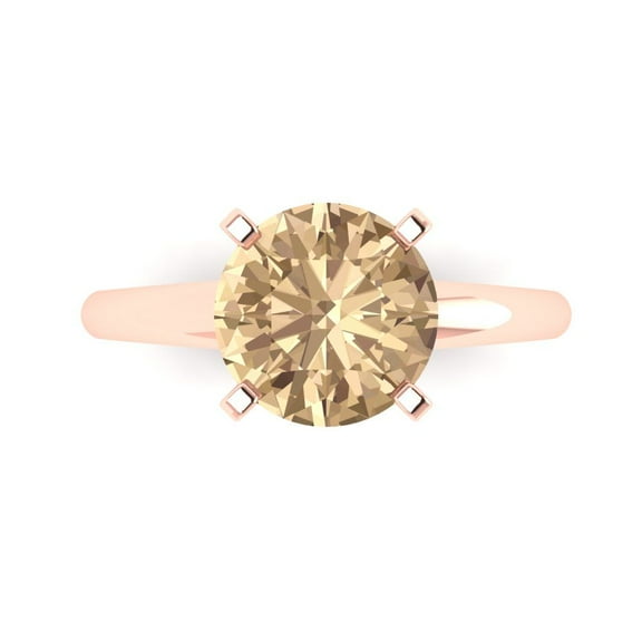 2.5 ctw Solitaire Anniversary Ring for Women | Round Cut Yellow Moissanite | Hyperallergenic Solid 18K Rose Gold
