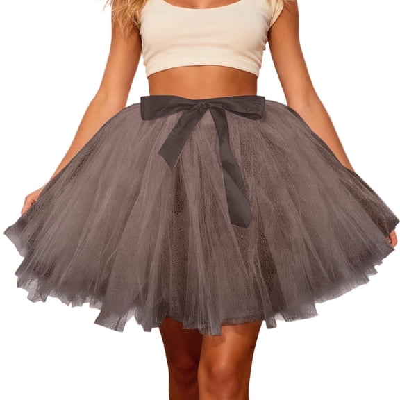 Tfken Mardi Gras Women Skirts Bowknot Patchwork Summer Women Mini Skirts For Carnival Party Performnace Elegant Dress Brown One Size