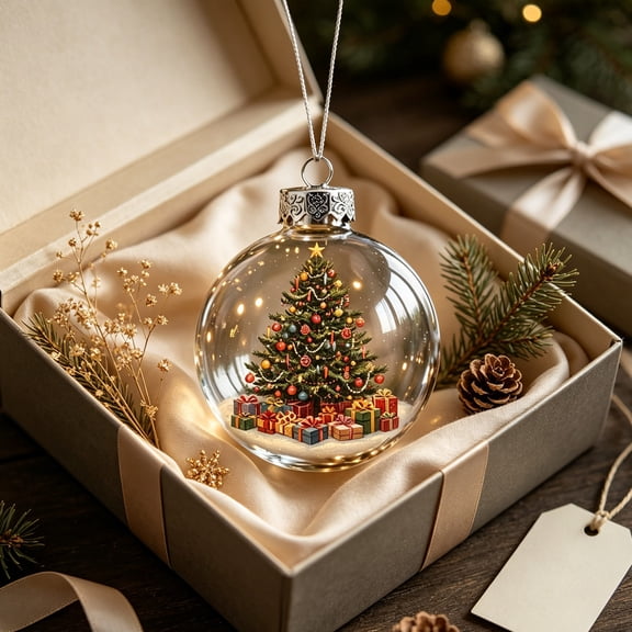 Vintage Non‑Illuminated Christmas Ball Ornaments, Old‑Fashioned Xmas‑Scene Printed Round Baubles, Retro Hanging Decor for Christmas Tree, Household Indoor Holiday Decoration & Seasonal Home Display
