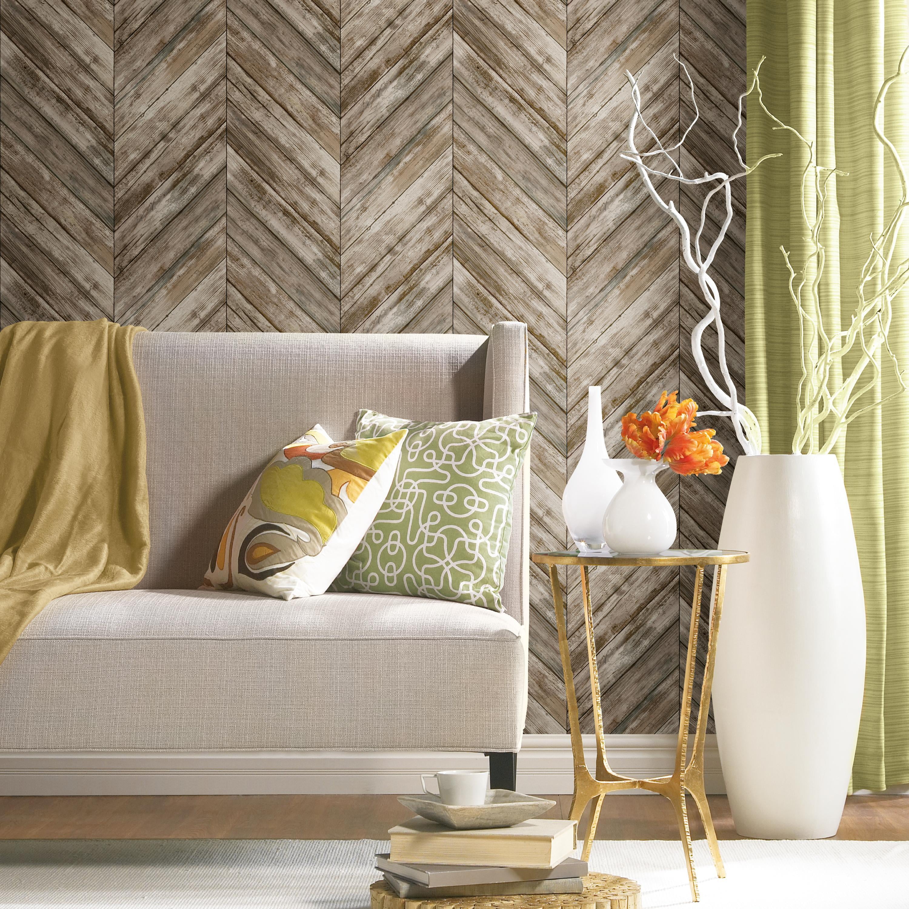 RoomMates Herringbone Wood Boards Peel and Stick Wallpaper - Walmart