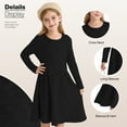 thumbnail image 5 of Actgleam Girls Long Sleeve Dress Round Neck A-line Casual Cute Knit Waffle Dresses for Girls,Black,5-11Years, 5 of 11