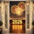 thumbnail image 4 of Lilixerw 2026 New Year Scene Door Banner,Happy New Year Print Front Door Cover for Wall and Party Backdrop,Reusable Polyester Fabric Door Hanging Decor,70.8x35.4 Inch, 4 of 7