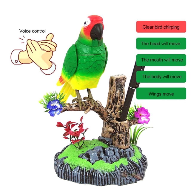 LUVCLS Pájaros eléctricos Control de voz Loros parlantes Regalo de oficina Decoración nuevo