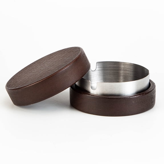 Portable Car Ashtray with Windproof Lid, Carry-on Smokeless Self-Extinguishing Cigarette Ashtray Cup Holder Mini Trash Can, Detachable Stainless Steel Wooden Ashtray for Home Office