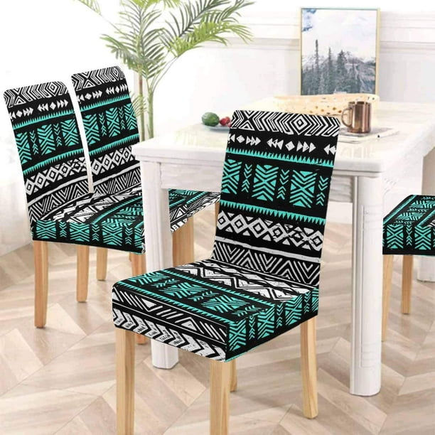 POGLIP Tribal Aztec Geometric Print Stretch Chair Cover Protector Seat Slipcover for Dining Room Hotel Wedding Party Set of 4 Walmart