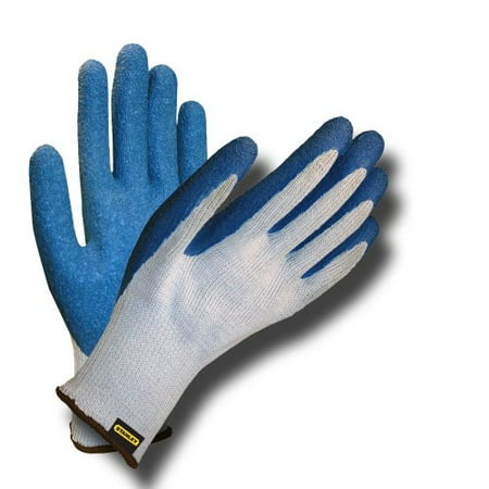 Blue Crinkle Latex - Stanley S39821 Polyester-Cotton Glove with Blue Crinkle Latex Coating, Gray