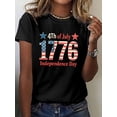 thumbnail image 1 of Women's 1776 American Flag 4th of July Patriotic Print Independence -Shirt - Short Sleeve Crew Neck Casual Top, Breathable Medium Stretch Fabric, Holiday Celebration Shirt, 1 of 6