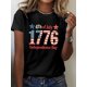thumbnail image 1 of Women's 1776 American Flag 4th of July Patriotic Print Independence -Shirt - Short Sleeve Crew Neck Casual Top, Breathable Medium Stretch Fabric, Holiday Celebration Shirt, 1 of 6