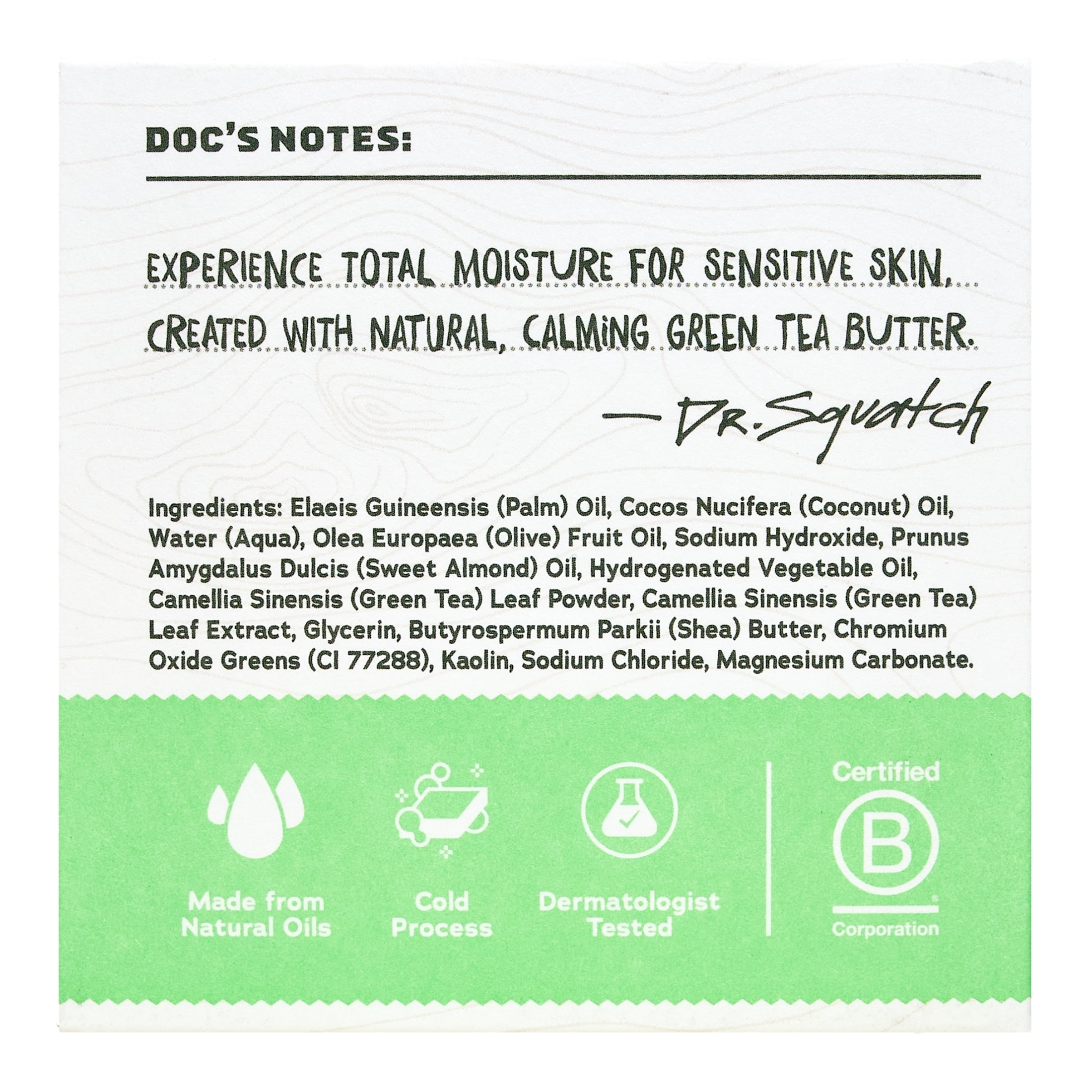 (3 pack) Dr. Squatch Green Tea Butter Total Moisture Natural Bar Soap for Men, 5 oz