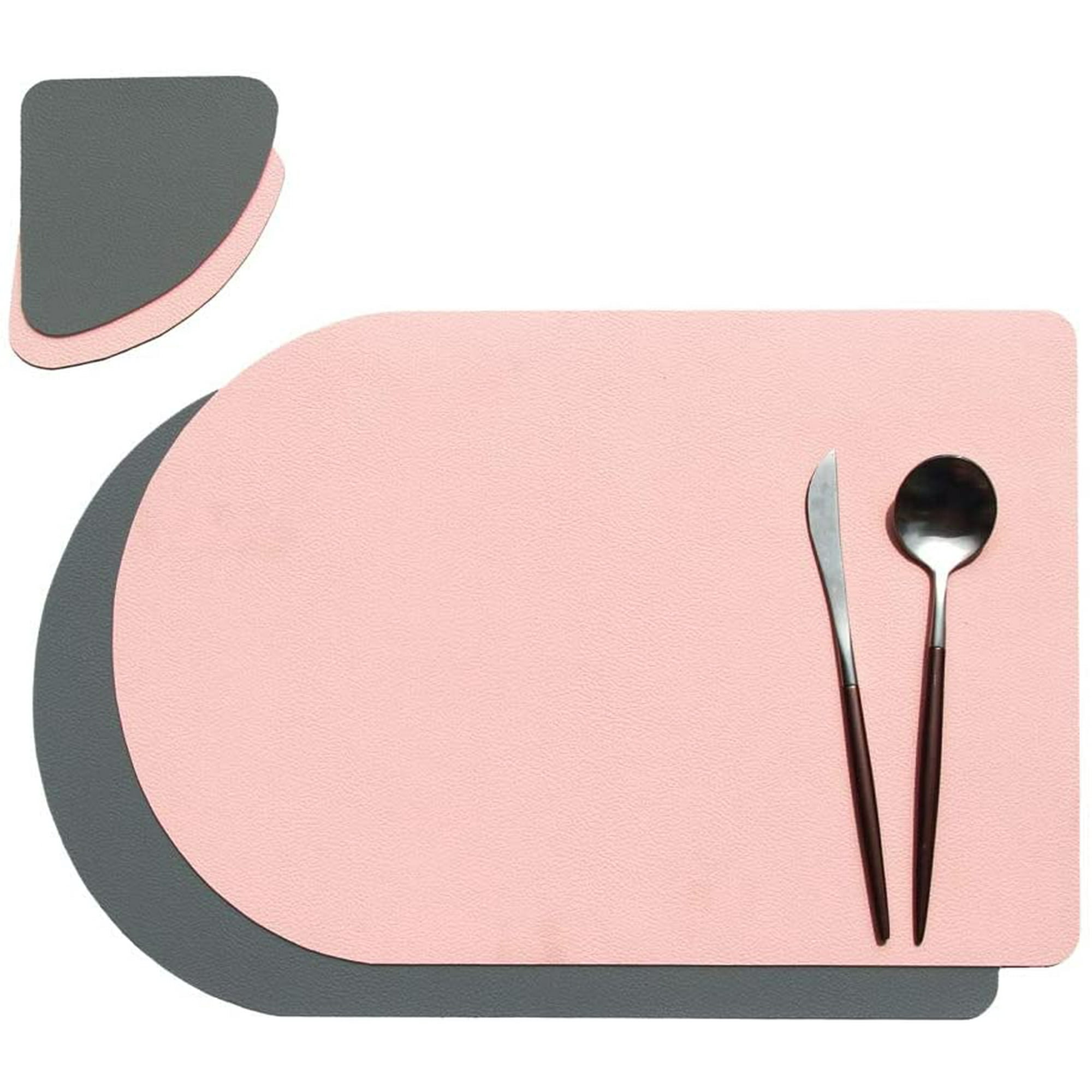 Non Slip Reversible Table Mats, Pink Round Placemats And Coasters
