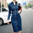 thumbnail image 3 of Auroural Womens Dresses Clearance Women Winter Office Slim Jeans Mid-Cuff Dress with Belt for Women Jeans Dress, 3 of 9
