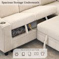 thumbnail image 3 of 81'' Sectional Sleeper Sofa with Pull Out Bed, Convertible Corduroy Cloud Couch L Shaped 5-Seat Modular Couches with Storage Space and USB Charging, Sectional Couches for Living Room (Beige), 3 of 9