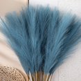 thumbnail image 3 of Large Tall Fluffy Artificial Pampas Grass Faux Bulrush Reed Fake Flower Phragmites Plant for Wedding Home Vase Decoration-Light Blue, 3 of 6