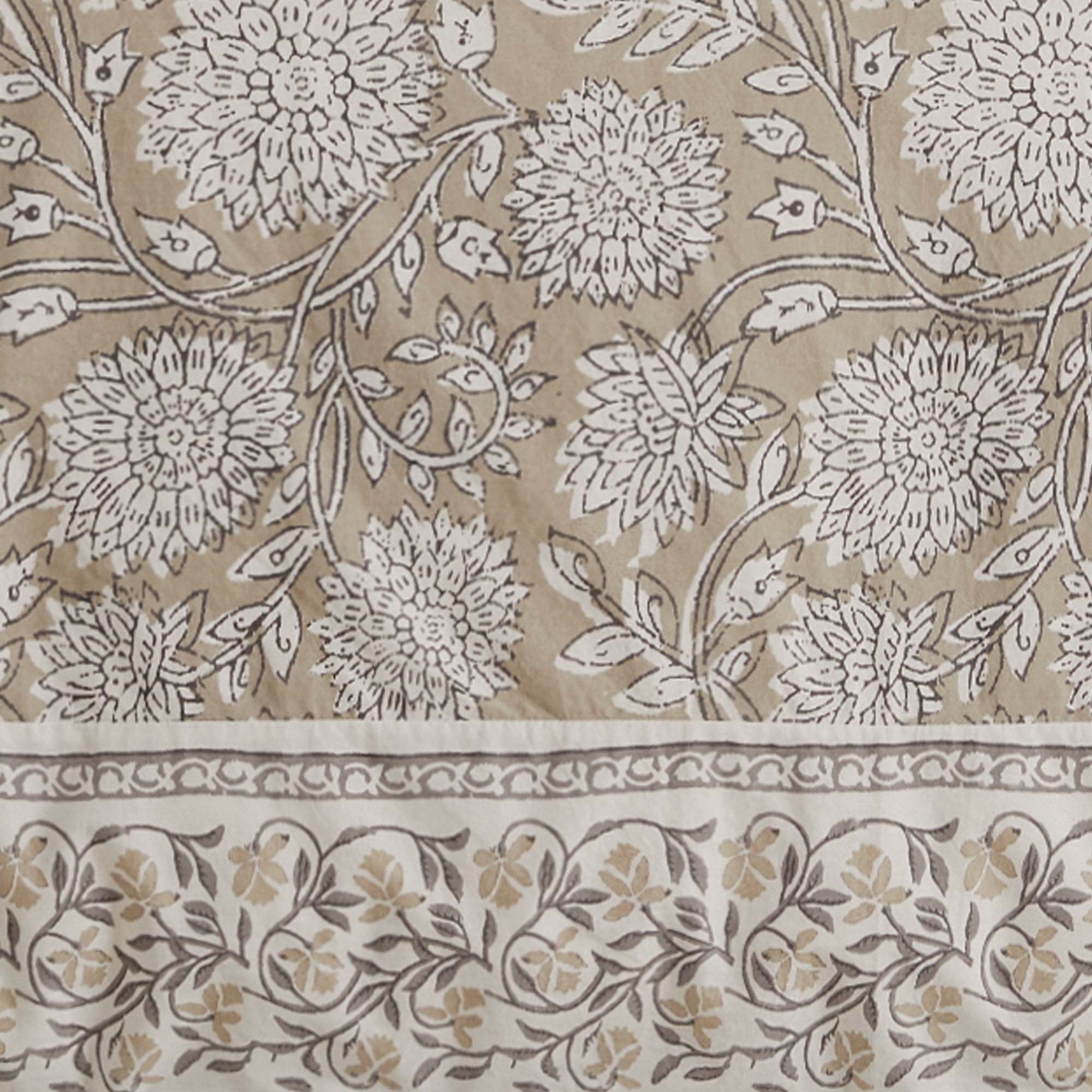 Levtex Home - Adare Taupe Duvet Cover Set - King Duvet Cover + Two King Pillow Cases - Bordered Floral - Taupe Grey and Cream - Duvet Cover (106 x 94in.) and Pillow Case (36 x 20in. ) - Cotton