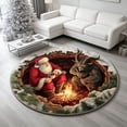 thumbnail image 4 of 3D Santa Campfire Round Rug - Soft Non-Slip Washable Floor Mat for Living Room, Bedroom Entryway & Festive Holiday Decor, 4 of 7
