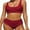 Red, variant on Sociala Women's Scoop Neck Bikini Set, Stretch Durable High-Waisted Two-Piece Swimsuit, Size S