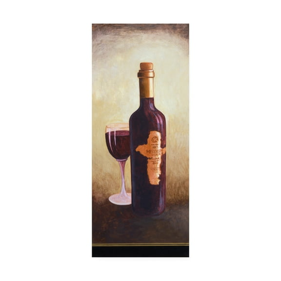 Trademark Fine Art 'A Bottle Of Red Wine With Glass' Canvas Art by Pablo Esteban