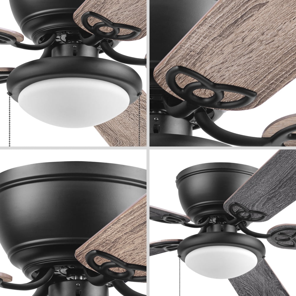 Mainstays 52" Black Traditional Indoor Ceiling Fan with Light, Pull Chain Control & Reverse Airflow