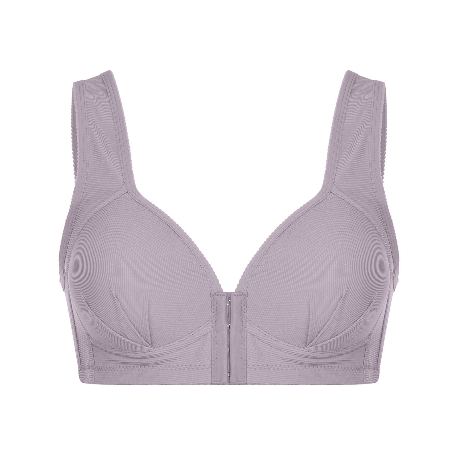 Boho Tops for Women Plus Open Front Bras for Women Wire-Free Skinny Straps  Push Up Bra Solid Full Coverage Ribbed Breathable Bra