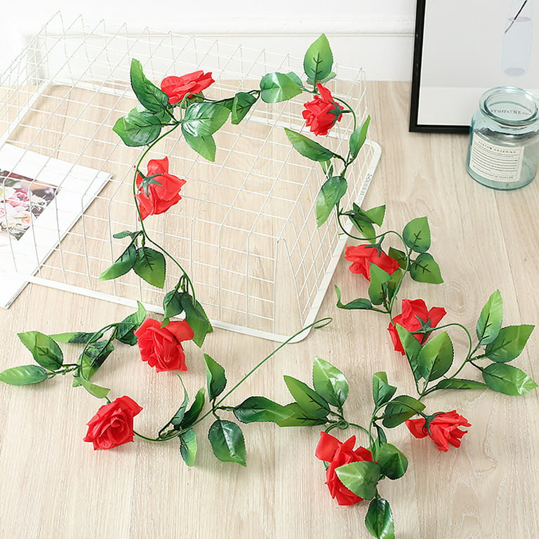 Wholesale Artificial Silk Roses Flower Vine Decorative Plastic Ivy Hanging  Rose Garland Wedding Home Wall Decoration Faux Plants Leaf From  m.