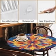 thumbnail image 4 of Round Fitted Tablecloth with Elastic Edge, 44"-60" Waterproof Stain Resistant Table Cover for Indoor, Outdoor, Picnic, Dining, Camping, Party, Holiday, Colorful Boho, 4 of 4